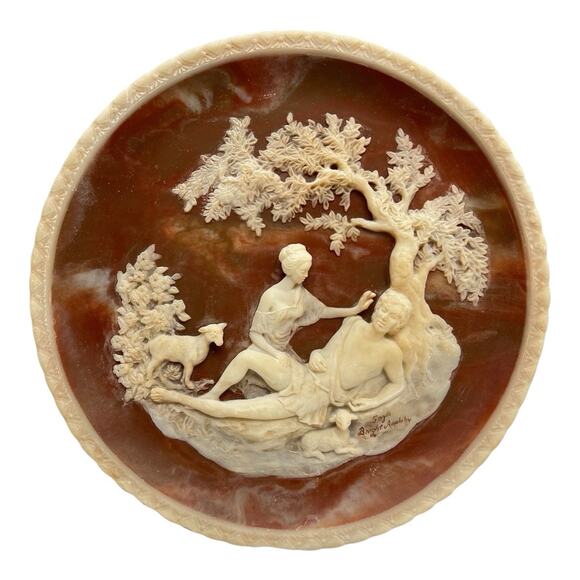 John Keats A Thing Of Beauty Incolay Stone Plate 1978 by Gayle Bright Appleby - Picture 1 of 5